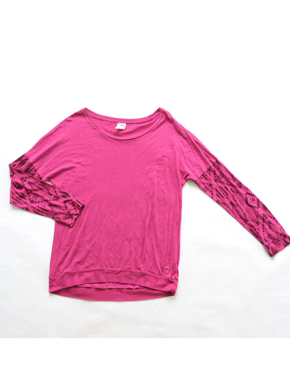 Pink Victoria's Secret Long Sleeve Tribal Graphic Tee Fuscia Pink M Medium